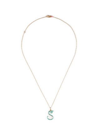 首图 - 点击放大 - BEA BONGIASCA - Half Enamel Initial 'S' 9K Gold Pendant Necklace