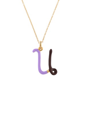 首图 - 点击放大 - BEA BONGIASCA - Duo Enamel Initial 'U' 9K Gold Pendant Necklace