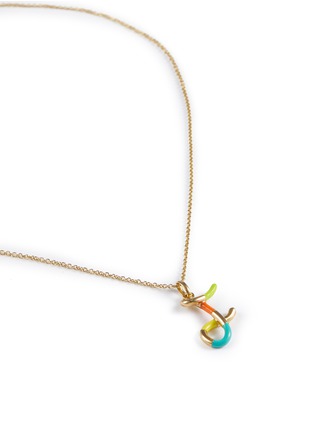 细节 - 点击放大 - BEA BONGIASCA - Rainbow Enamel Initial 'F' 9K Gold Pendant Necklace