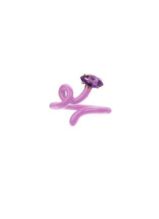 首图 - 点击放大 - BEA BONGIASCA - Baby Vine Enamel 9K Gold Amethyst Tendril Ring — EU 54