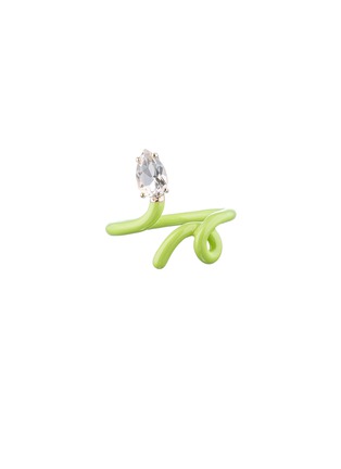 首图 - 点击放大 - BEA BONGIASCA - Baby Vine Enamel 9K Gold Rock Crystal Tendril Ring — EU 54