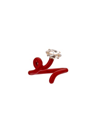 首图 - 点击放大 - BEA BONGIASCA - Baby Vine Enamel 9K Gold Rock Crystal Tendril Ring — EU 54