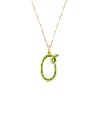 首图 - 点击放大 - BEA BONGIASCA - Half Enamel Initial 'O' Pendant Necklace - Pistacchio Enamel