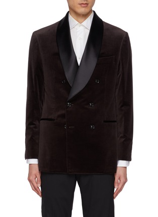 首图 - 点击放大 - BRUNELLO CUCINELLI - Double Breasted Cotton Velvet Smoking Jacket