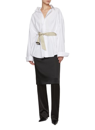 模特儿示范图 - 点击放大 - BALENCIAGA - 系带棉府绸衬衫