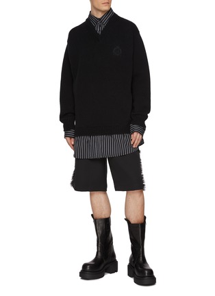 模特儿示范图 - 点击放大 - BALENCIAGA - Hybrid Layered Wool Sweater Shirt