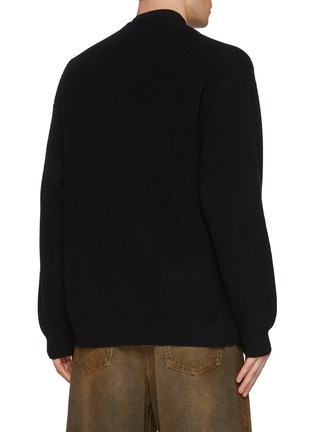 背面 - 点击放大 - BALENCIAGA - Rubber Logo Ribbed Wool Cardigan