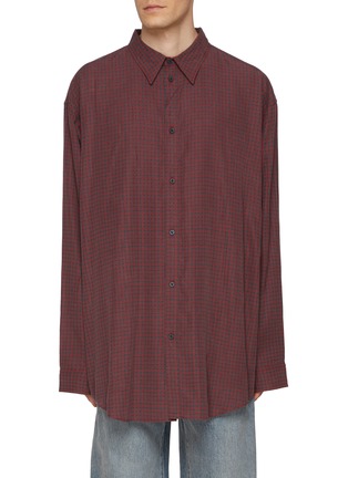 首图 - 点击放大 - BALENCIAGA - Oversized Fluid Poplin Micro Check Shirt