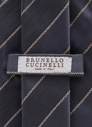 细节 - 点击放大 - BRUNELLO CUCINELLI - 斜条纹真丝领带