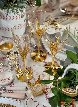 Detail View - 点击放大 - SUMMERILL & BISHOP - Gold Art Deco Hand Decorated Red Wine Glass