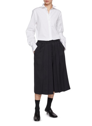 模特儿示范图 - 点击放大 - SETCHU - Pleated Wrap Back Wool Culottes