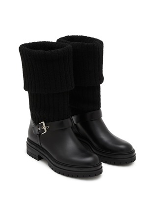 细节 - 点击放大 - GIANVITO ROSSI - 针织拼接切尔西平底靴