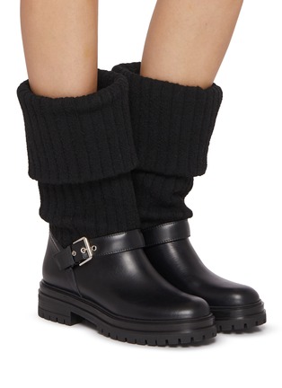 模特儿示范图 - 点击放大 - GIANVITO ROSSI - 针织拼接切尔西平底靴