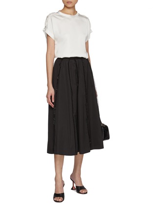 模特儿示范图 - 点击放大 - FABIANA FILIPPI - Embroidered Piping Poplin Circle Skirt