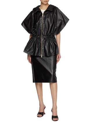 模特儿示范图 - 点击放大 - FABIANA FILIPPI - Hooded Leather Taffeta Jacket