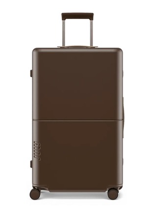 Main View - 点击放大 - JULY - Checked Plus Trunk Suitcase — Matte Brown