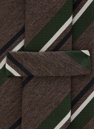 细节 - 点击放大 - STEFANOBIGI MILANO - Striped Silk Wool Harringbone Tie