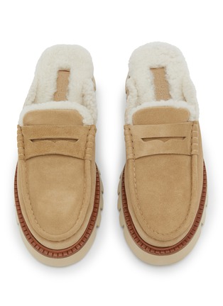 细节 - 点击放大 - PEDRO GARCÍA - Mocasin Suede Shearling Loafer Mules