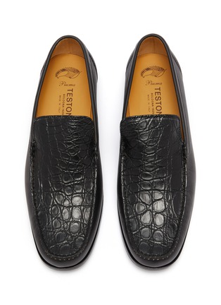 细节 - 点击放大 - TESTONI - Bracciano Moccasin Croco Leather Loafers