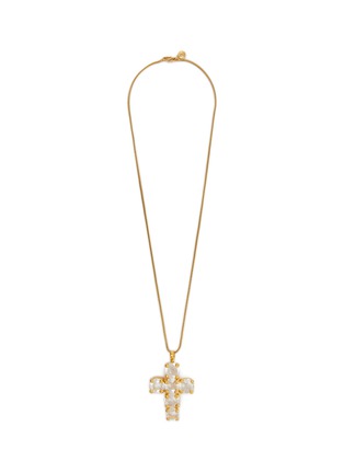 首图 - 点击放大 - GOOSSENS - Stones Kohi Nor Cross Pendant Crystal Gold Pleated Necklace