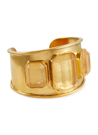 首图 - 点击放大 - GOOSSENS - Manchette 3 Stones Crystal Gold Pleated Bracelet