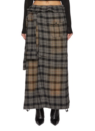 首图 - 点击放大 - JUUN.J - Tartan Sleeve Tie Waist Cotton Maxi Skirt