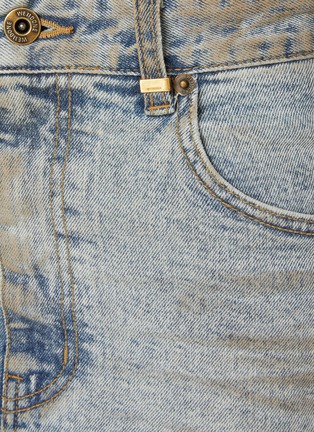  - WE11DONE - Extreme Distressed Light Wash Denim Skirt