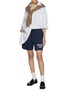 模特儿示范图 - 点击放大 - SPORTY & RICH - Wellness Club Flocked Cotton Gym Shorts