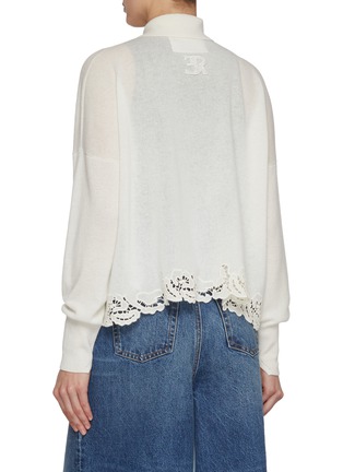 背面 - 点击放大 - ERMANNO SCERVINO - Spread Collar Lace Hem Cashmere Cardigan