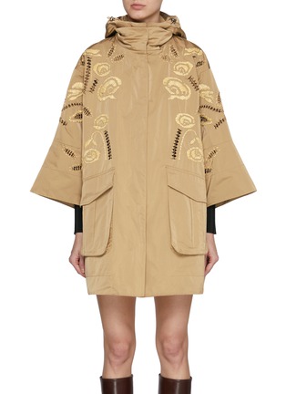 首图 - 点击放大 - ERMANNO SCERVINO - 3/4 Bell Sleeve Raffia Embroidery Parka Coat