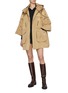 模特儿示范图 - 点击放大 - ERMANNO SCERVINO - 3/4 Bell Sleeve Raffia Embroidery Parka Coat