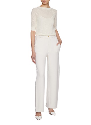 模特儿示范图 - 点击放大 - ERMANNO SCERVINO - Lace Insert Fitted Cotton Blend Top