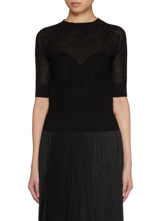 首图 - 点击放大 - ERMANNO SCERVINO - Lace Insert Fitted Cotton Blend Top