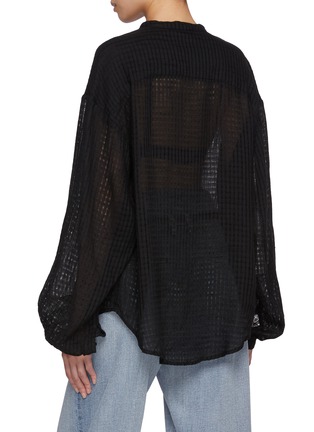 背面 - 点击放大 - BARENA - Tie Front Linen Cotton Textured Top