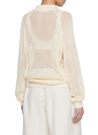 背面 - 点击放大 - BARENA - Cotton Open Knit Polo Sweater