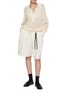 模特儿示范图 - 点击放大 - BARENA - Cotton Open Knit Polo Sweater