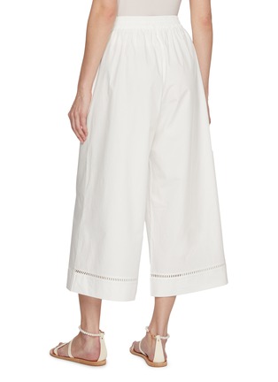 背面 - 点击放大 - YVES SALOMON - Drawstring Elasticated Cropped Leather Insert Cotton Poplin Pants