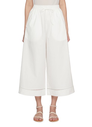 首图 - 点击放大 - YVES SALOMON - Drawstring Elasticated Cropped Leather Insert Cotton Poplin Pants