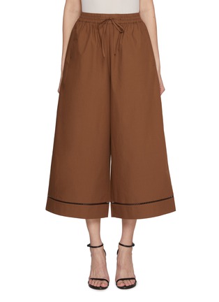 首图 - 点击放大 - YVES SALOMON - Drawstring Elasticated Cropped Leather Insert Cotton Poplin Pants