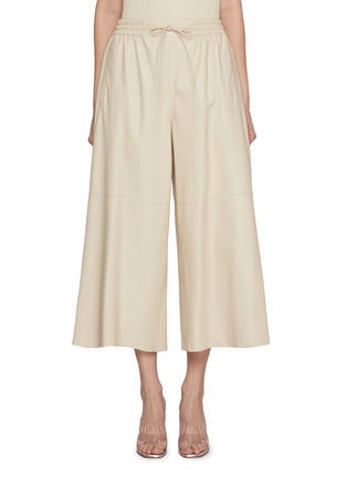 首图 - 点击放大 - YVES SALOMON - Drawstring Elasticated Cropped Leather Wide Leg Pants