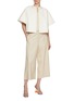 模特儿示范图 - 点击放大 - YVES SALOMON - Drawstring Elasticated Cropped Leather Wide Leg Pants