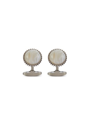 首图 - 点击放大 - TATEOSSIAN - Titan Palladium Plated Titanium Botswana Agate Gear Cufflinks