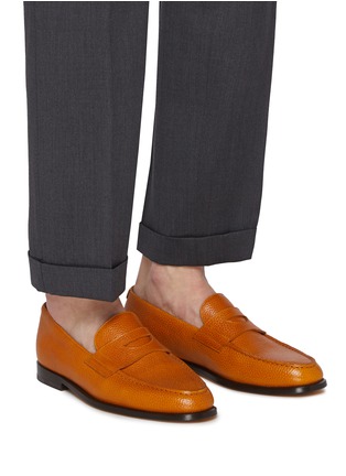 模特儿示范图 - 点击放大 - DOUCAL'S - Paloma Mandarin Leather Mocassino Penny Loafers