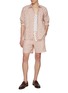 模特儿示范图 - 点击放大 - ORLEBAR BROWN - Alex Drawstring Lattice Embroidery Cotton Linen Shorts