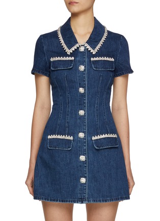 首图 - 点击放大 - SELF-PORTRAIT - Rhinestone-Embellished Denim Mini Dress