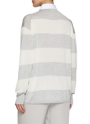背面 - 点击放大 - THEORY - 条纹真丝半开襟衬衫