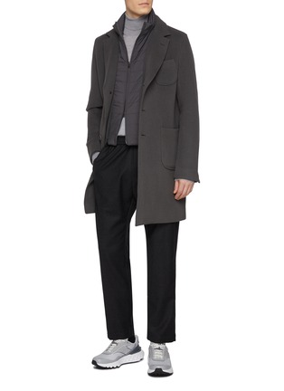 模特儿示范图 - 点击放大 - HERNO - High Neck Bib Virgin Wool Blend Coat