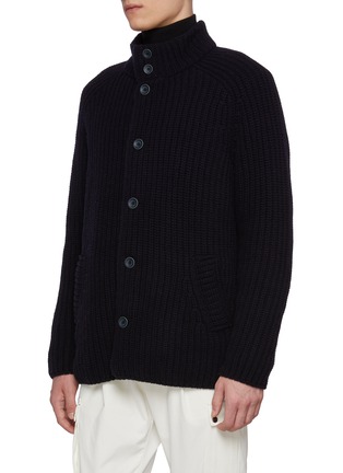 细节 - 点击放大 - HERNO - Detachable Bib Wool Rib Knit Cardigan