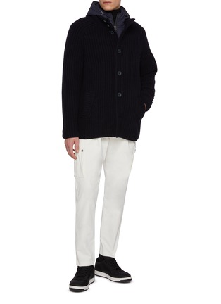 模特儿示范图 - 点击放大 - HERNO - Detachable Bib Wool Rib Knit Cardigan