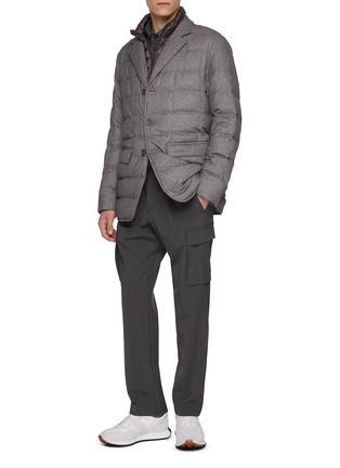 模特儿示范图 - 点击放大 - HERNO - Notch Lapel Single Breasted Detachable Bib Padded Blazer